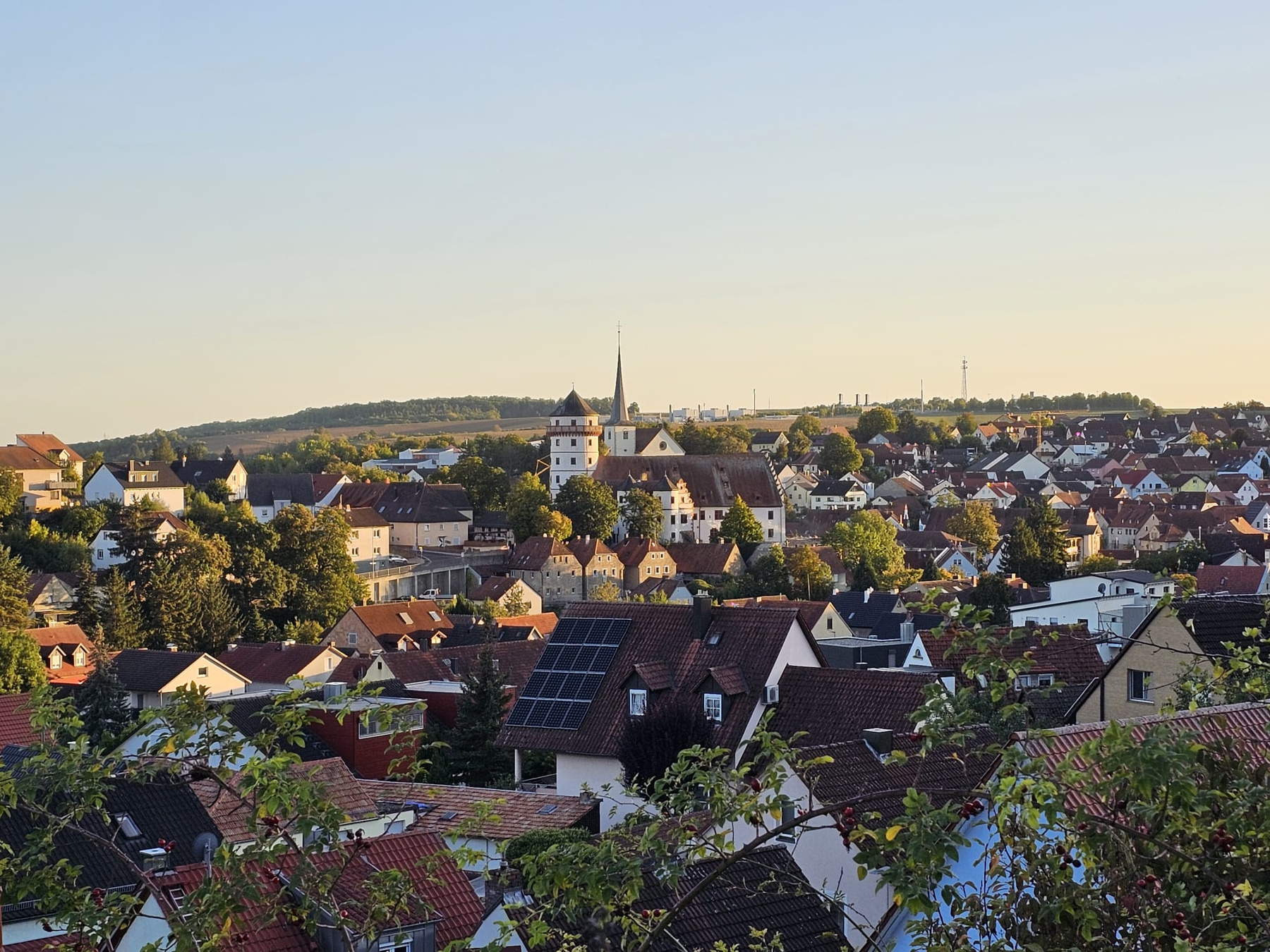 Blick über die Dächer und die Kirche von Rimpar